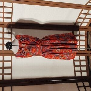 Trina Turk Silk Paisley Brown Dress with Matching Belt Sz 4